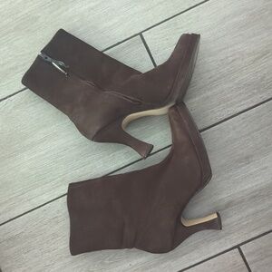 Betsey Johnson for Candies suede brown platform booties 7.5